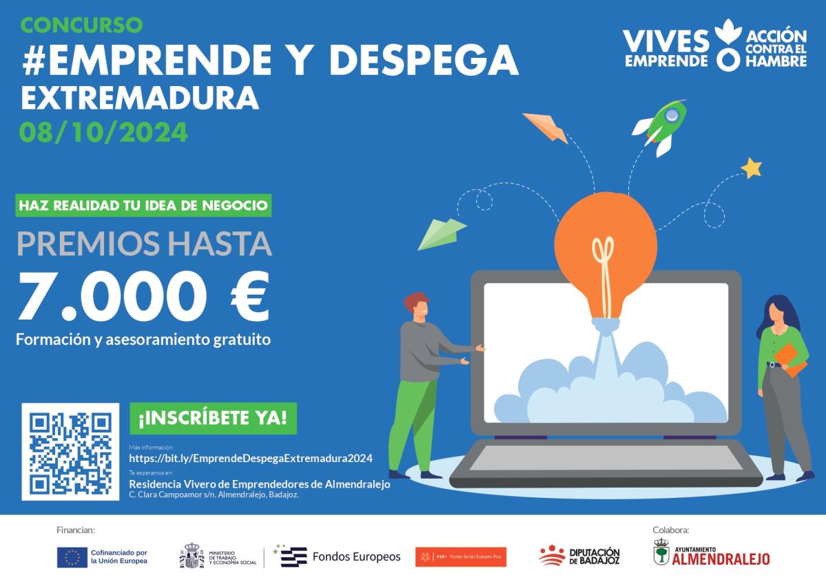 Cartel Emprende Despega Extremadura - concurso emprendimiento - Acción contra el hambre