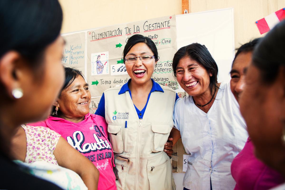 Mujeres riendo en Perú, Lima, Acción contra el Hambre Proyectos Internacionales