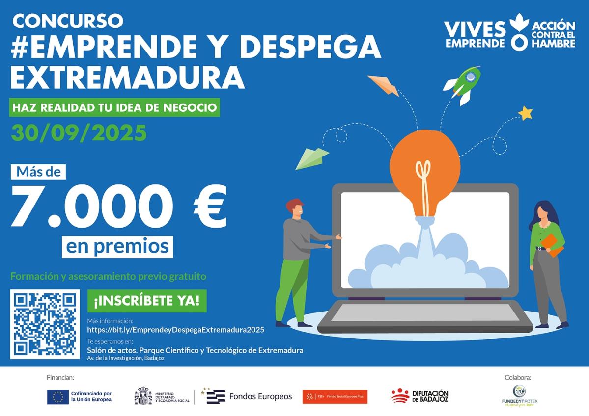 Cartel Emprende Despega Extremadura 2025 - concurso emprendimiento - Acción contra el hambre 