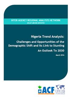 Nigeria: Challenges and opportunities of the  Demographic Shift and tis Link to Stunting. An Outlook to 2030